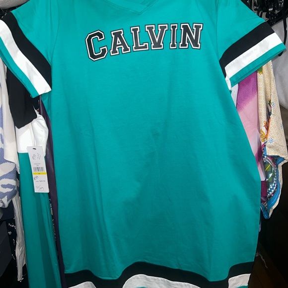 Calvin Klein Teal and Black Casual Dress Ptp 21” - Picture 2 of 5